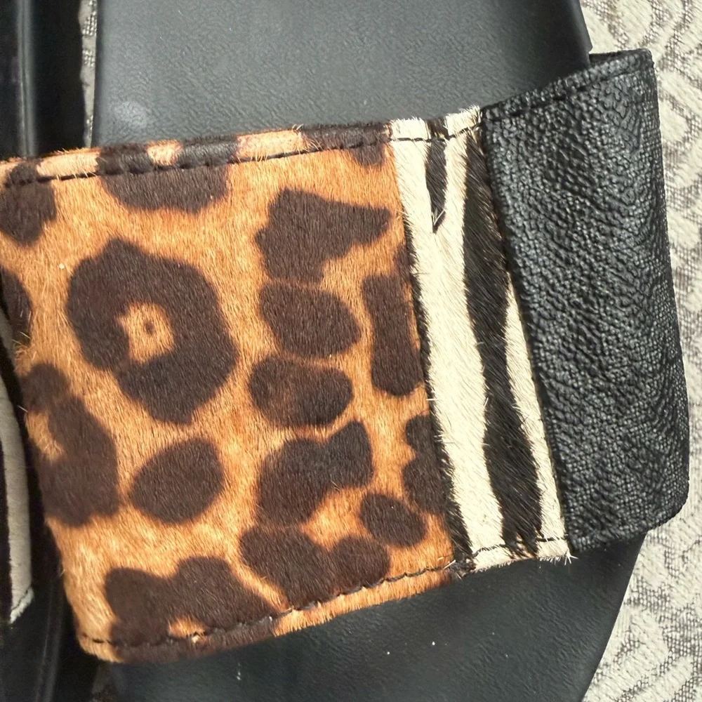 MICHAEL Michael Kors Sabine Animal Print Calf Hair Slide Sandals